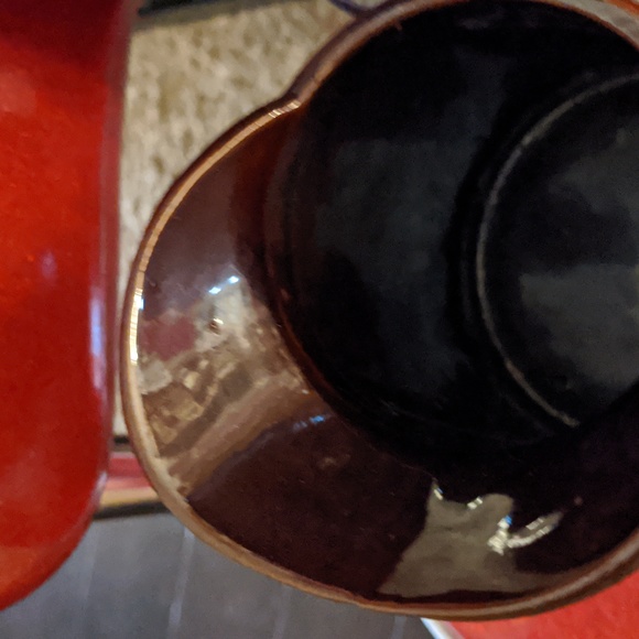 VTG Redware Rooster Batter & Syrup Brown Pitchers - Picture 3 of 11